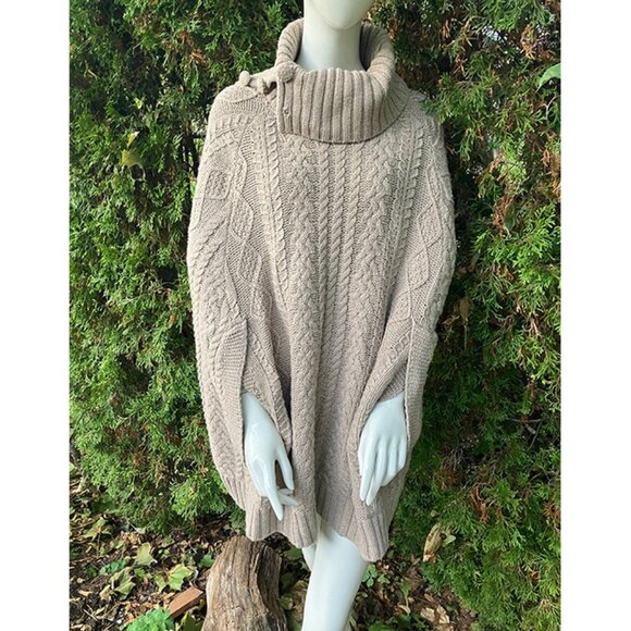 Anthro Sweater Poncho Cotton Wool with Convertable Collar Fiets Voor 2 M/L - Picture 1 of 7